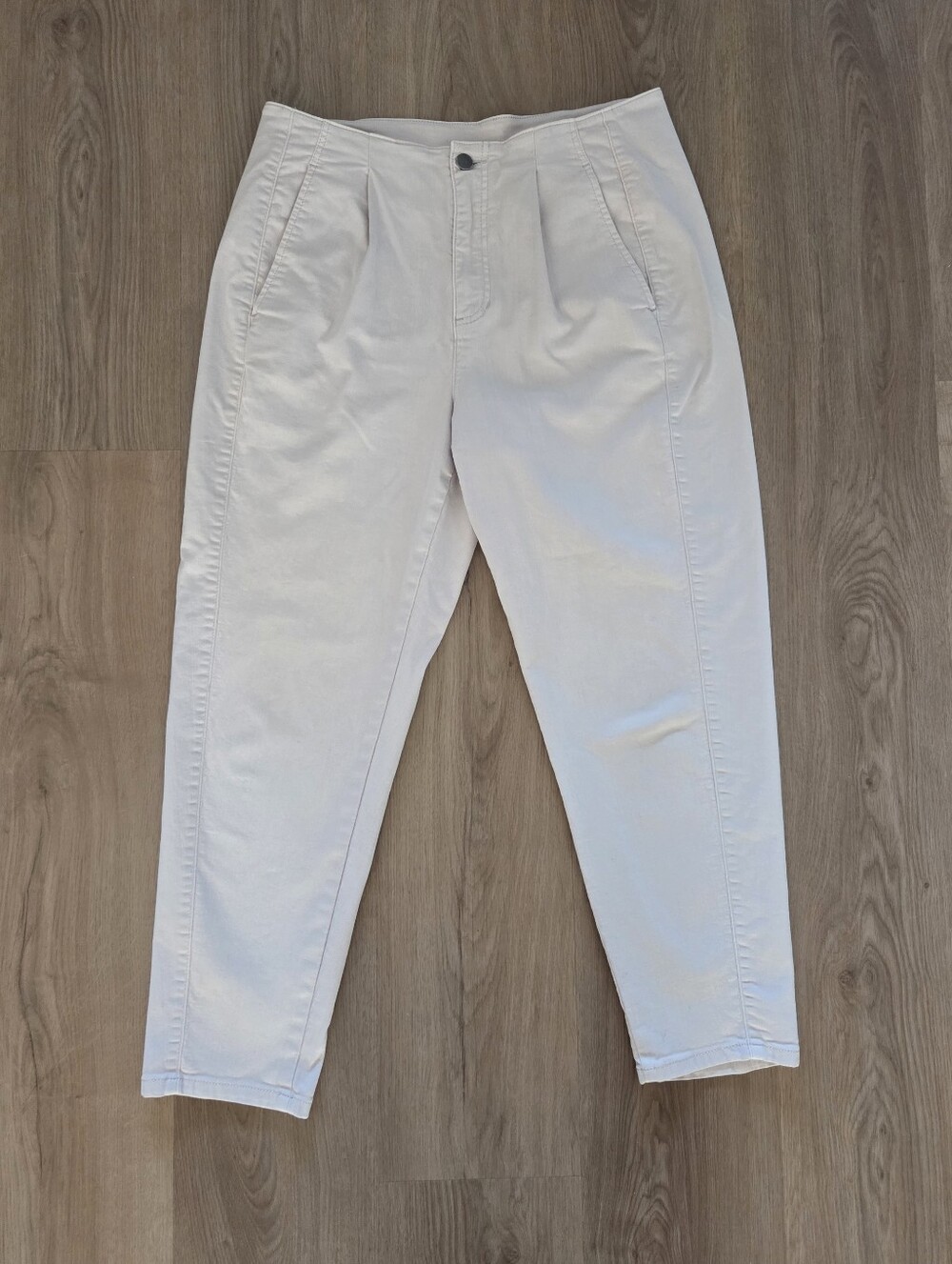 Eileen Fisher Organic Cotton Pleated Tapered Ankle Pants 10P Capsule Cottagecore